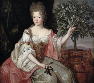 Porträtt av Francoise Marie de Bourbon (1677-1749) hertiginna av Orleans (Mademoiselle de Blois)